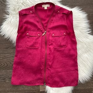 Michael Kors Sleeveless Zip-Front Blouse